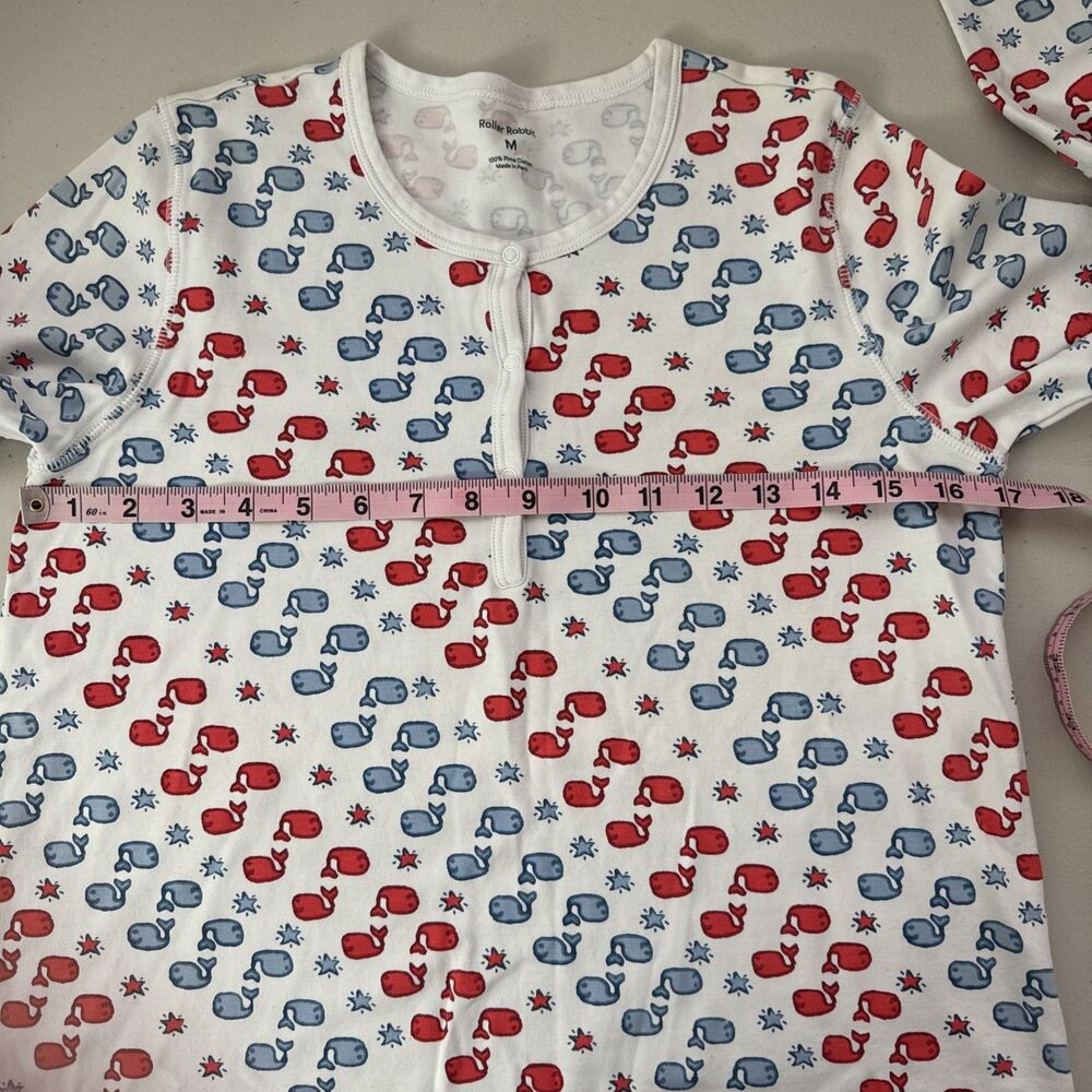 Roberta Roller Rabbit Moby the Whale Pajama Set Women's Size Medium Blue Red - Picture 9 of 15